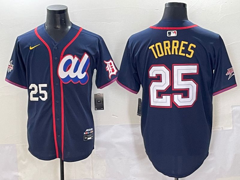 Men 2025 Detroit Tigers #25 Torres Blue All star Blank Blue Nike MLB Jersey style 4